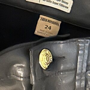 True Religion Halle Metallic black Pants / jeans NWOT size 24